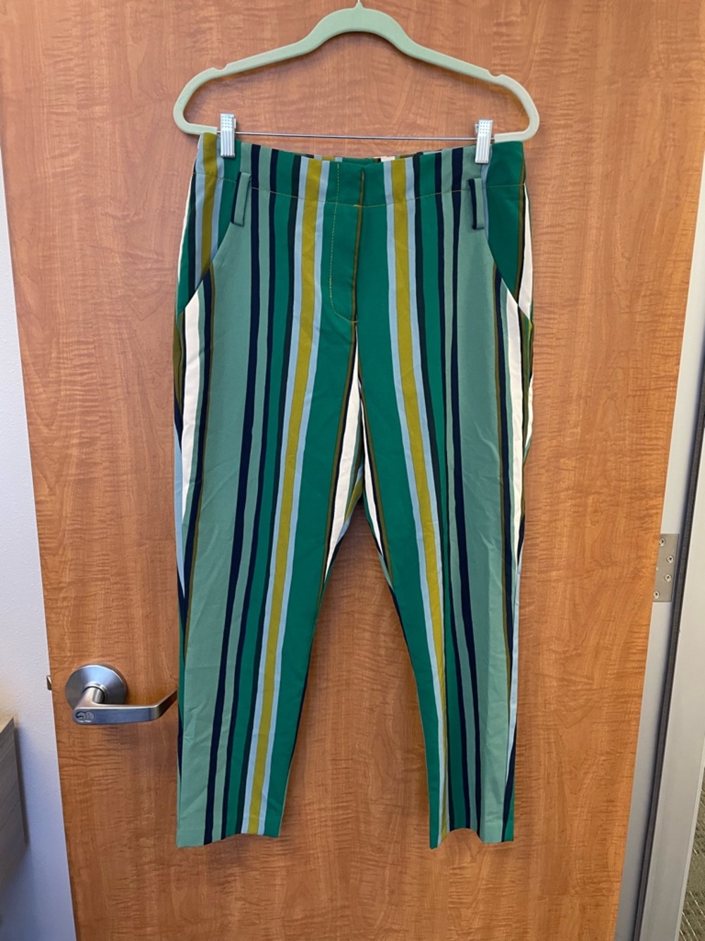 Striped Green Slim Fit Women’s Pants